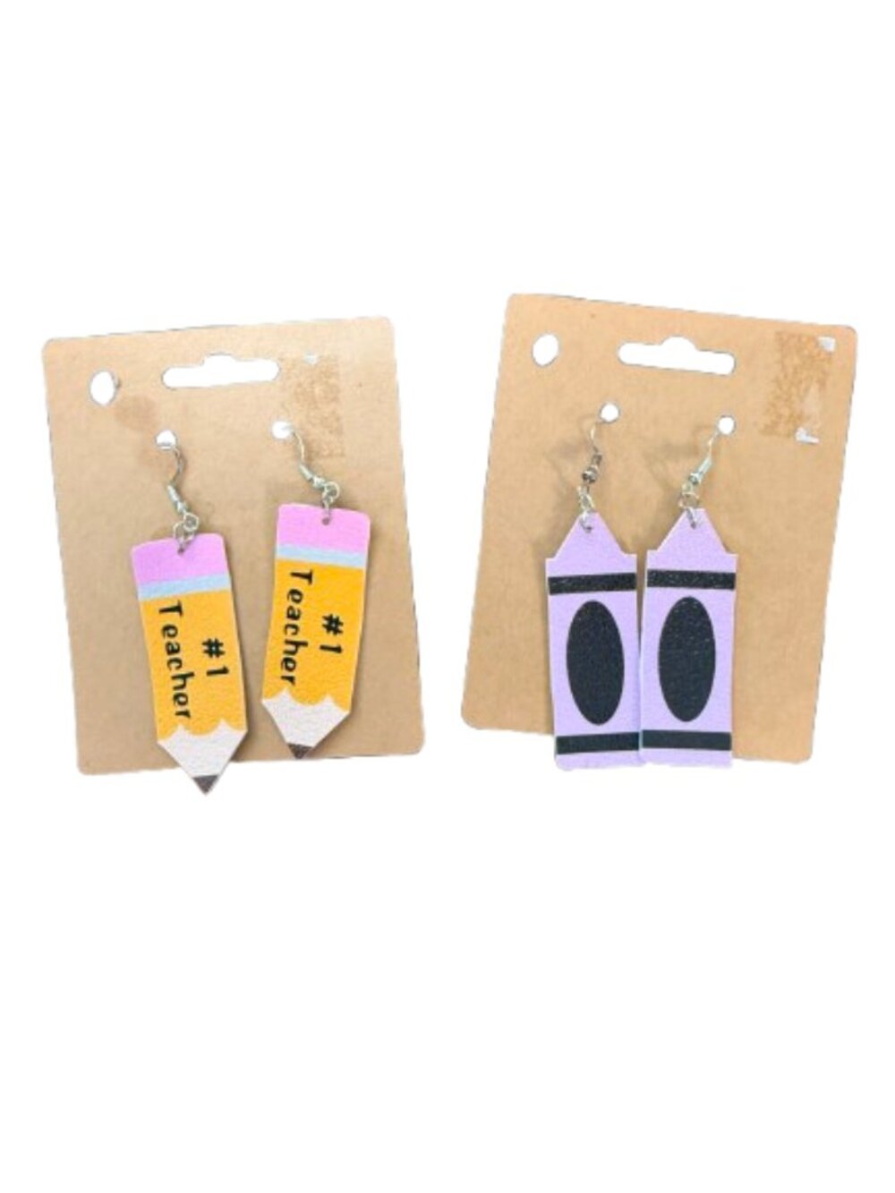 Teacher Earring Set- #1 Teacher Pencils and Light Purple Crayons